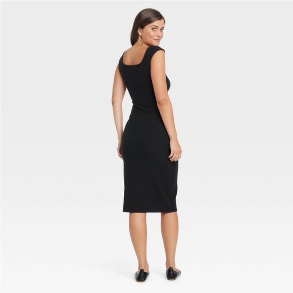 Women's Knit Midi Bodycon Dress - Universal Thread™ Black new - Picture 3 of 5
